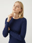 Maglia donna a maniche lunghe in cotone elasticizzato - Blu Scuro