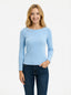 Maglia Slim Fit a Costine Azzurro Cielo, Maniche Lunghe e Scollo a Barca