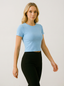Maglia Top Crop Azzurro a Maniche Lunghe in Misto Cotone Elasticizzato