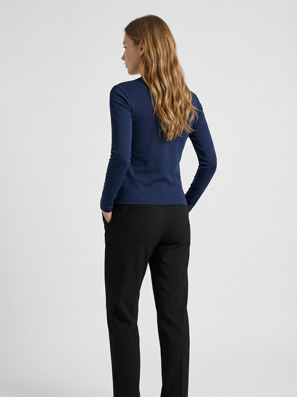 Maglia Donna a Maniche Lunghe Slim Fit Blu Scuro