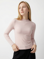 Maglia Mock Neck Donna Slim Fit a Maniche Lunghe in Misto Cotone
