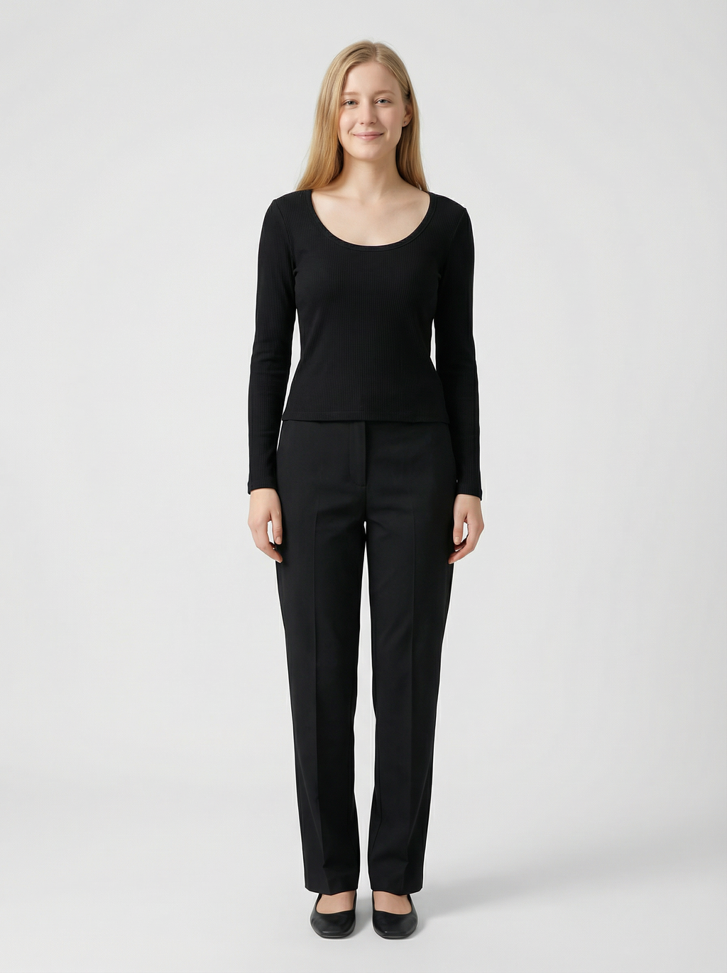 Maglia Basic Scollo a U Maniche Lunghe Borgogna in Misto Cotone Elasticizzato