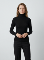 Maglia Dolcevita a Maniche Lunghe Gialla in Misto Cotone