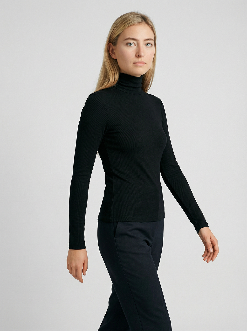 Maglia Dolcevita a Maniche Lunghe Gialla in Misto Cotone