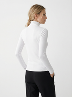 Maglia Donna Dolcevita Bianca in Misto Cotone Elasticizzato