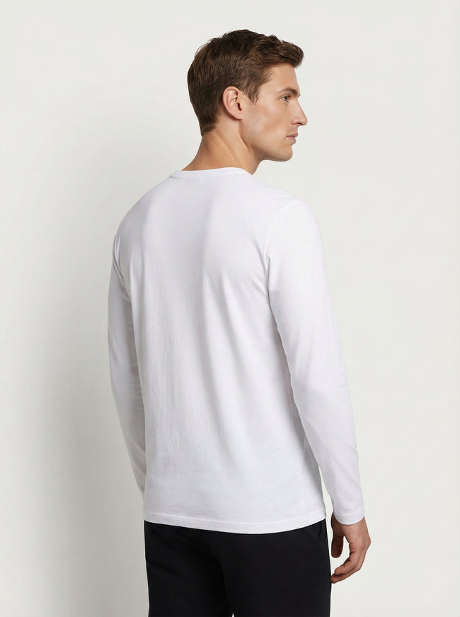 Maglia Maglietta Uomo Girocollo Manica Lunga Bianca 95% Cotone (Confezione 8 Pezzi) Main Image