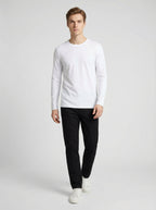 Maglia Maglietta Uomo Girocollo Manica Lunga Bianca 95% Cotone (Confezione 8 Pezzi)