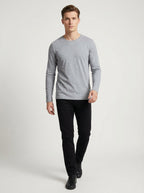 Maglia Maglietta Girocollo Uomo a Maniche Lunghe Grigia