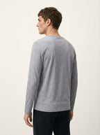 Maglia Maglietta Girocollo Uomo a Maniche Lunghe Grigia