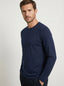 Maglia Uomo Manica Lunga Girocollo in Cotone Stretch Blu Marino