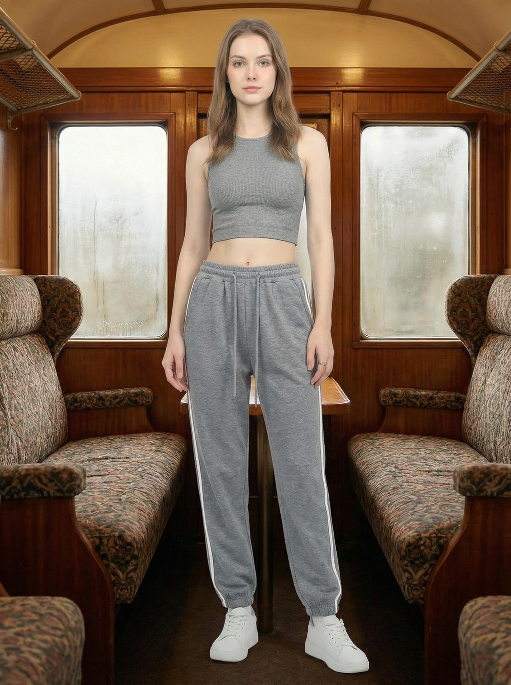 Joggers Donna Comodi con Coulisse e Bande Laterali Sportive