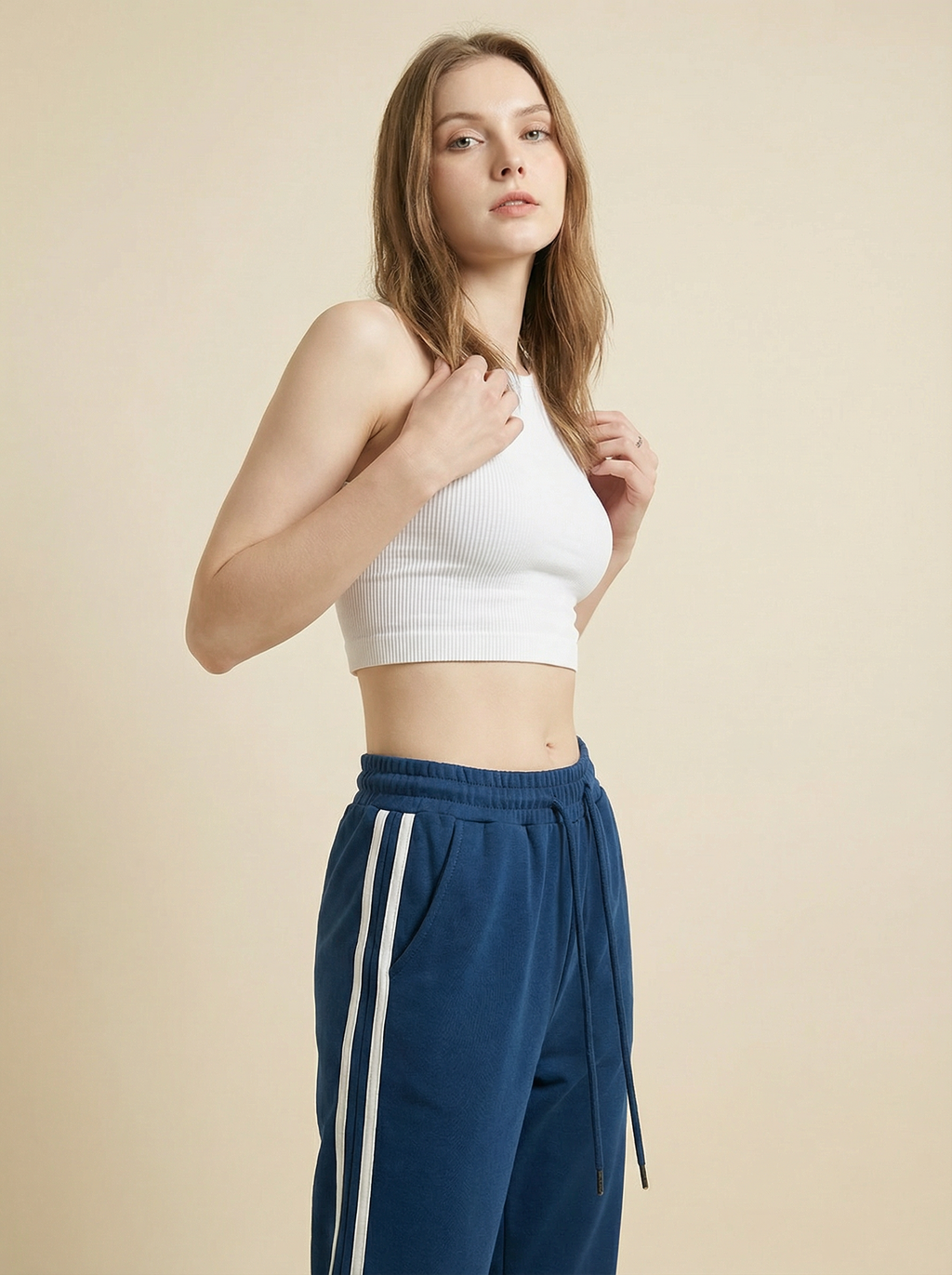 Joggers Donna Comodi con Coulisse e Bande Laterali Sportive