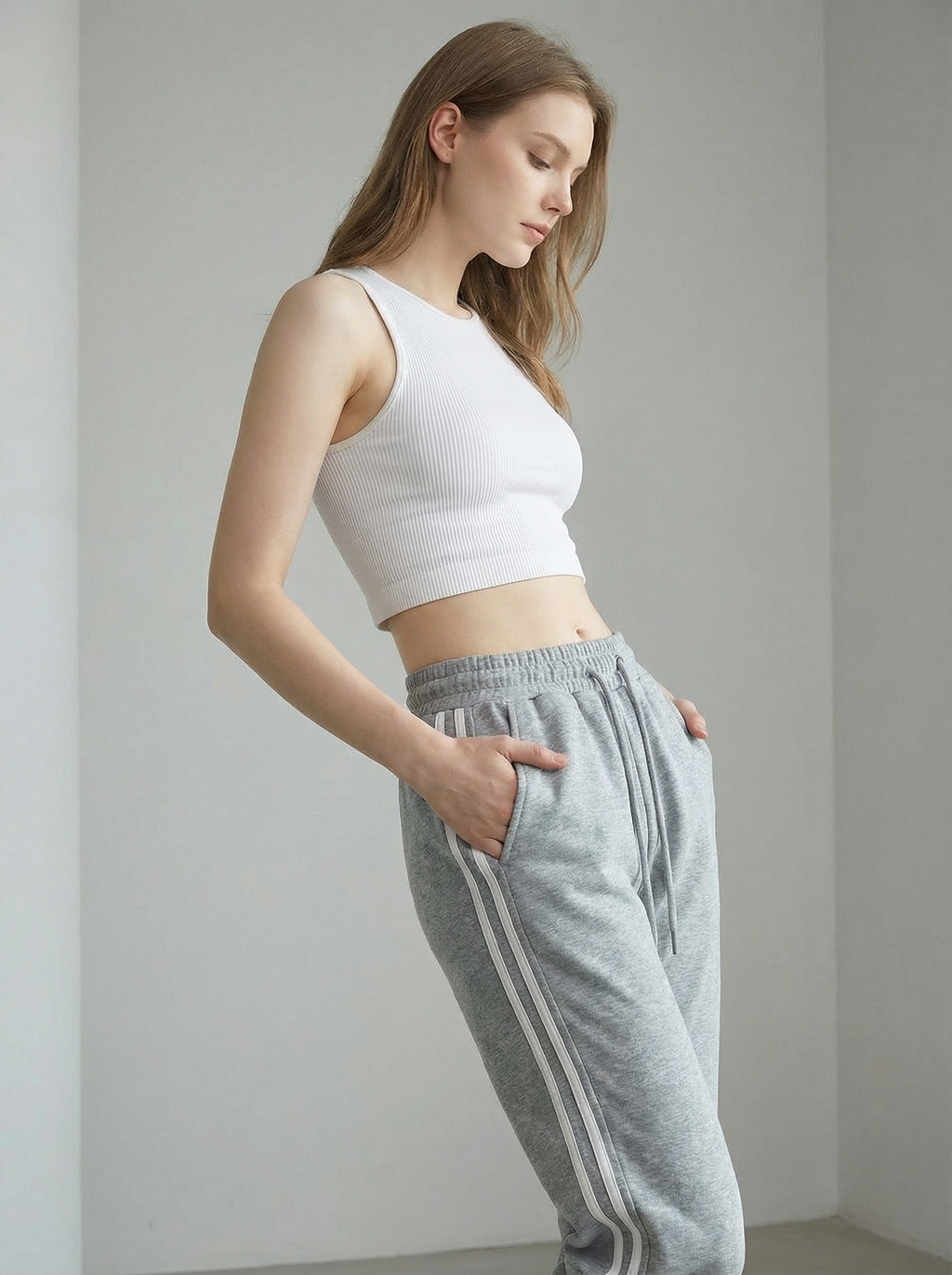 Joggers Donna Comodi con Coulisse e Bande Laterali Sportive