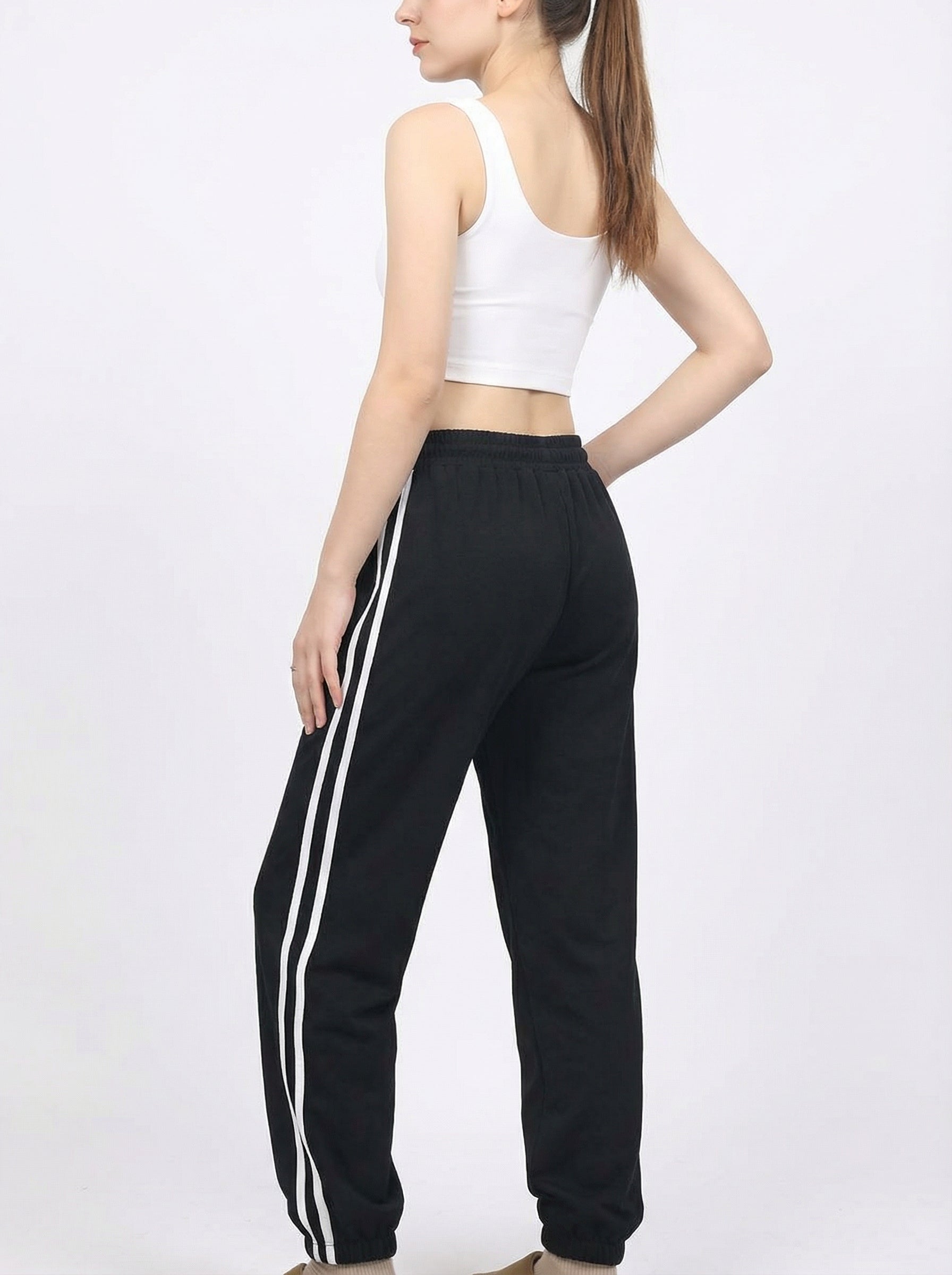 Joggers Donna Comodi con Coulisse e Bande Laterali Sportive