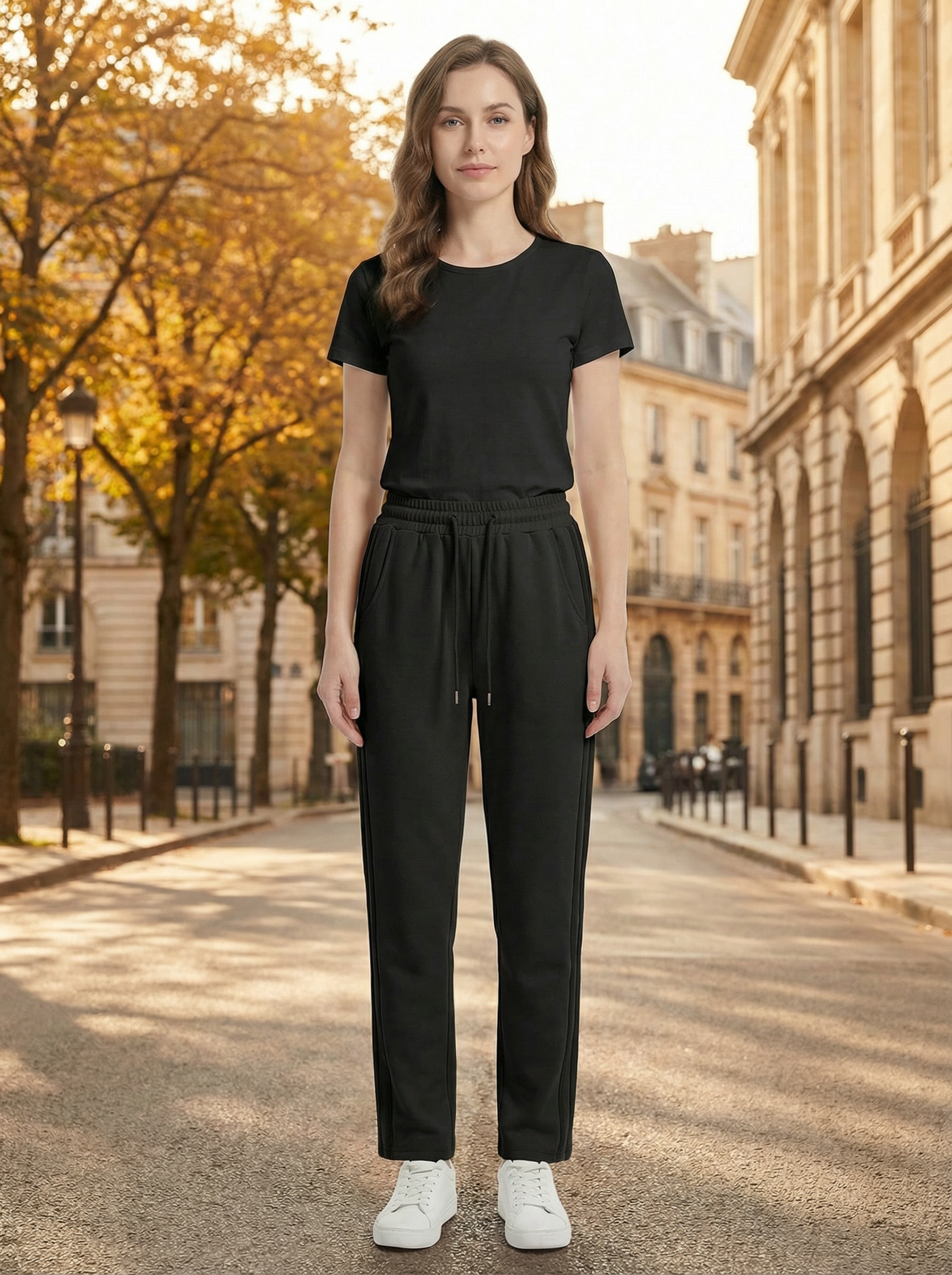 Pantaloni Sportivi Casual Donna con Coulisse e Banda Laterale