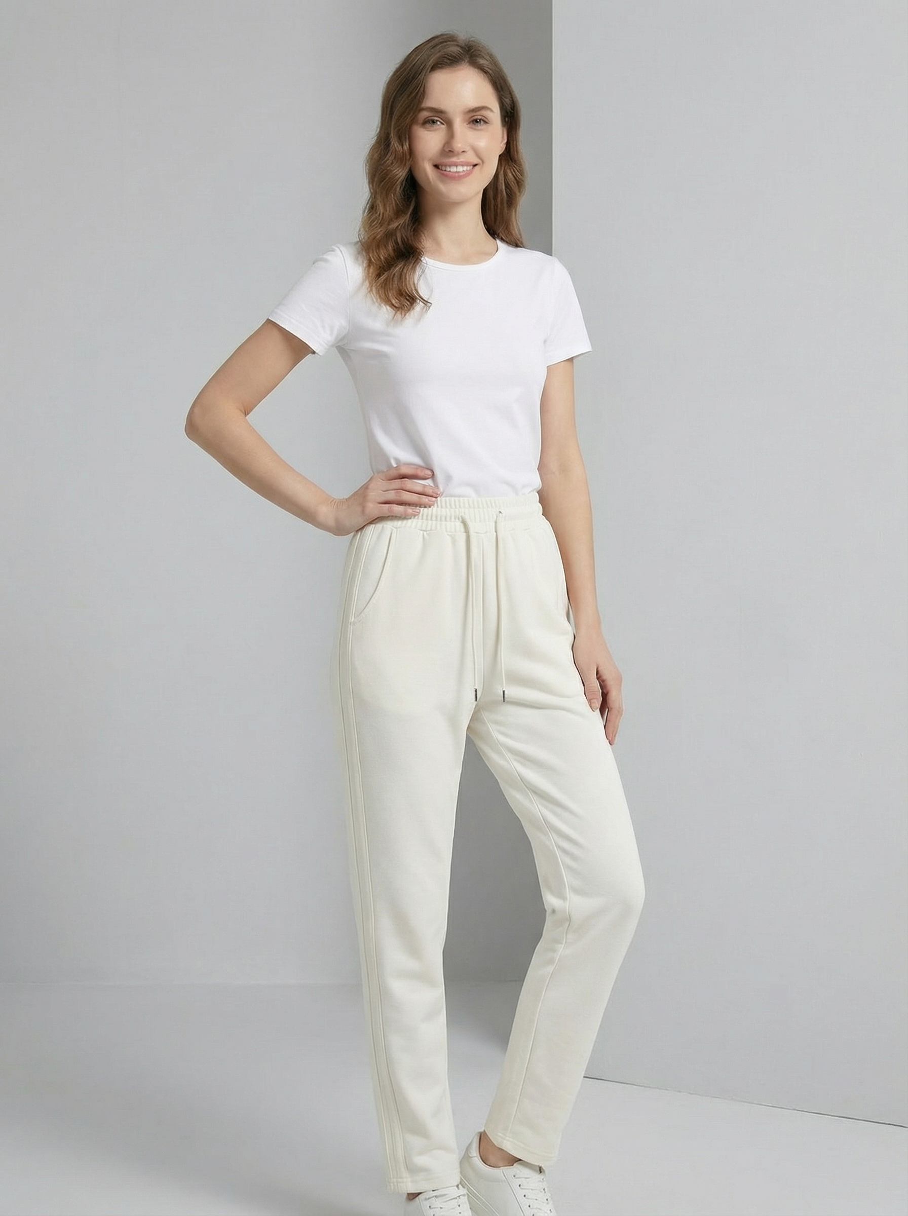 Pantaloni Sportivi Casual Donna con Coulisse e Banda Laterale