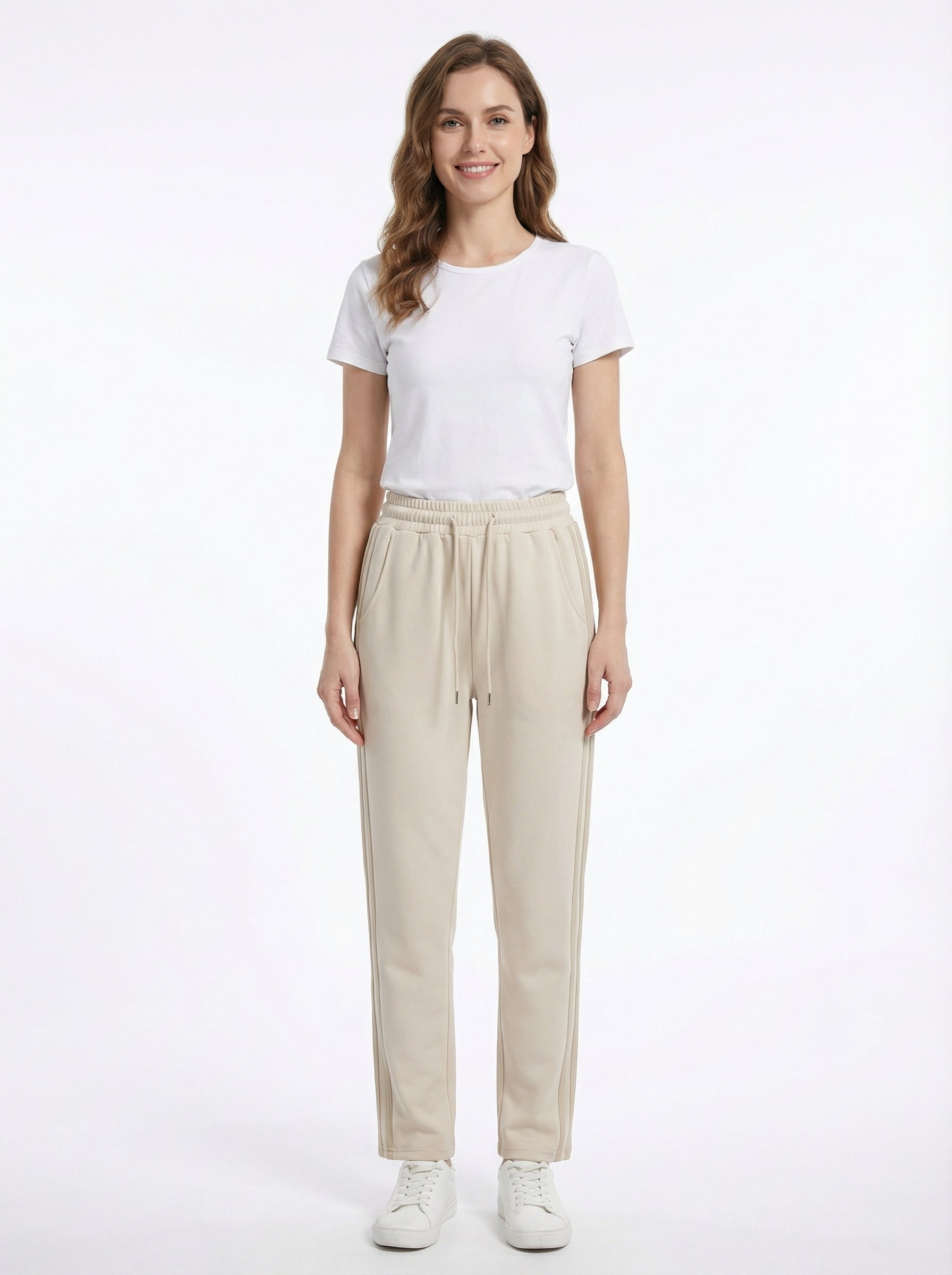 Pantaloni Sportivi Casual Donna con Coulisse e Banda Laterale