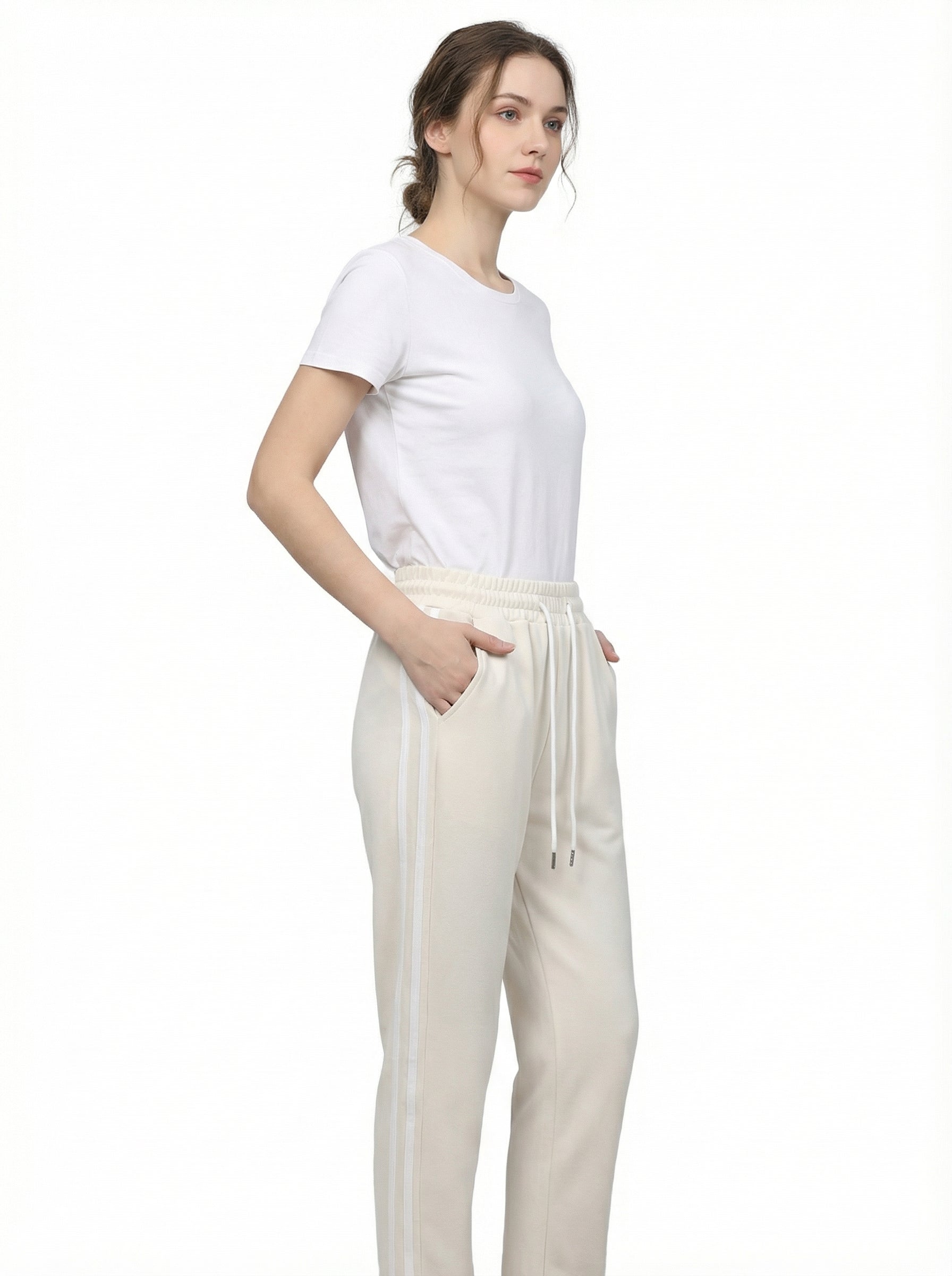 Pantaloni Sportivi Casual Donna con Coulisse e Banda Laterale