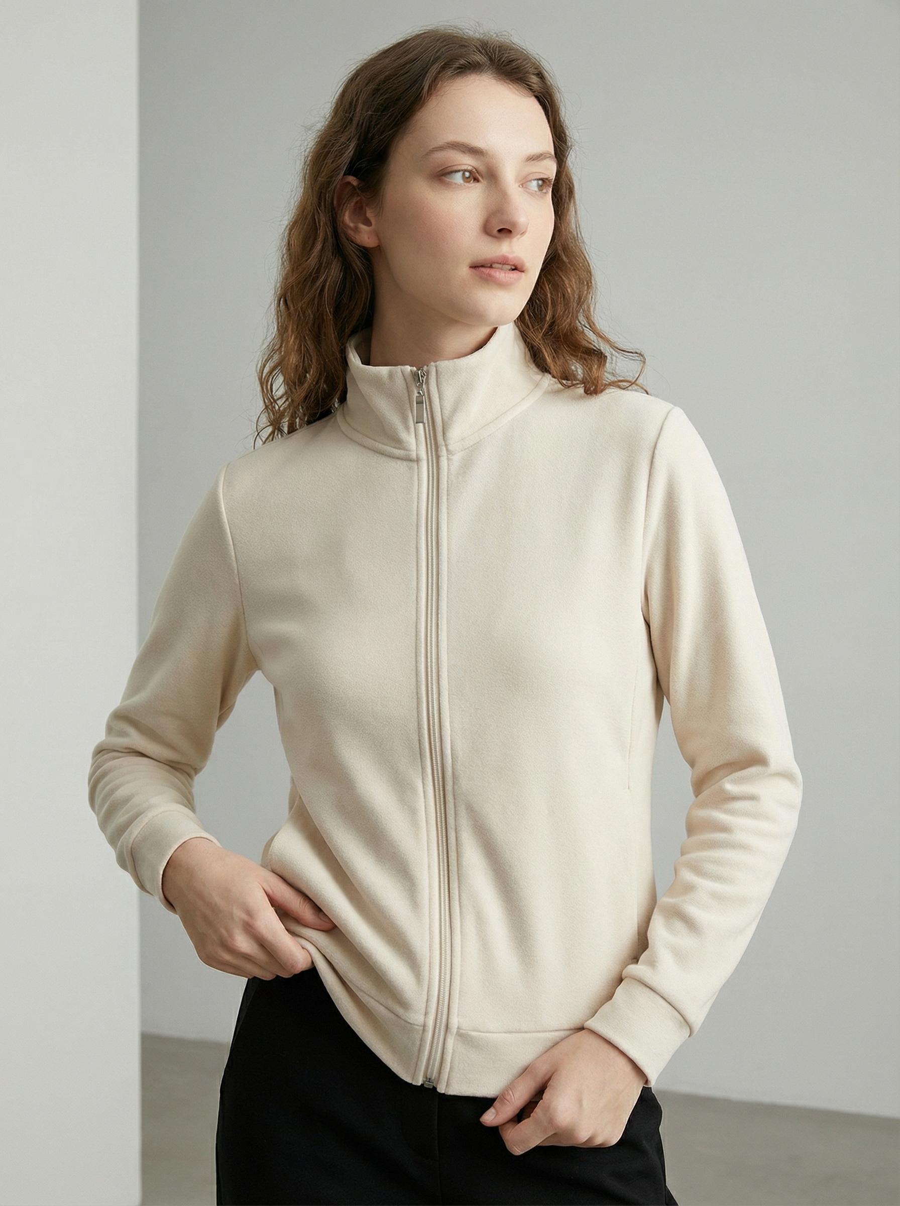 Felpa Giacca Donna Full Zip Collo Alto Morbida e Versatile
