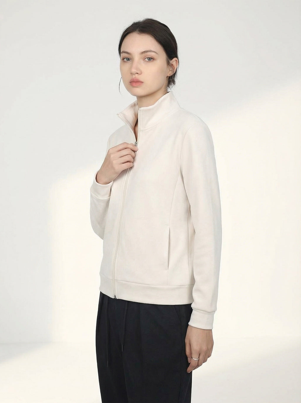 Felpa Giacca Donna Full Zip Collo Alto Morbida e Versatile