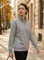 Maglia Termica Donna Collo Alto Mezza Zip in Poliestere Elastico