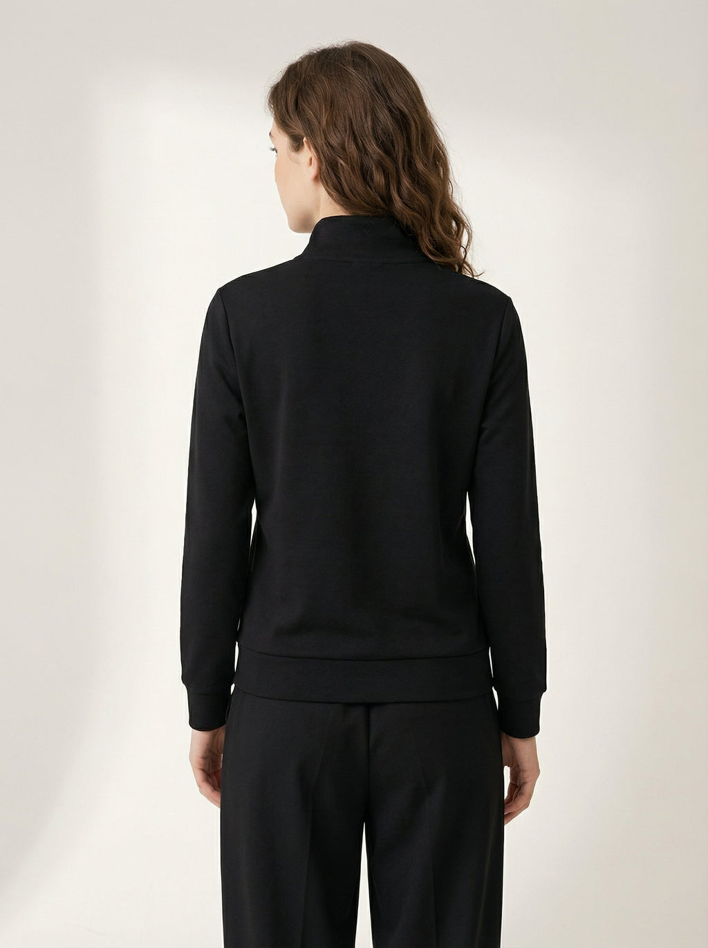 Maglia Termica Donna Collo Alto Mezza Zip in Poliestere Elastico