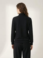 Maglia Termica Donna Collo Alto Mezza Zip in Poliestere Elastico