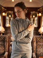 Felpa Donna con Cappuccio e Mezza Zip - Nera, Beige, Grigia