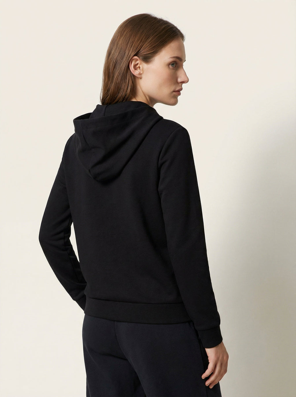 Felpa Donna con Cappuccio e Mezza Zip - Nera, Beige, Grigia