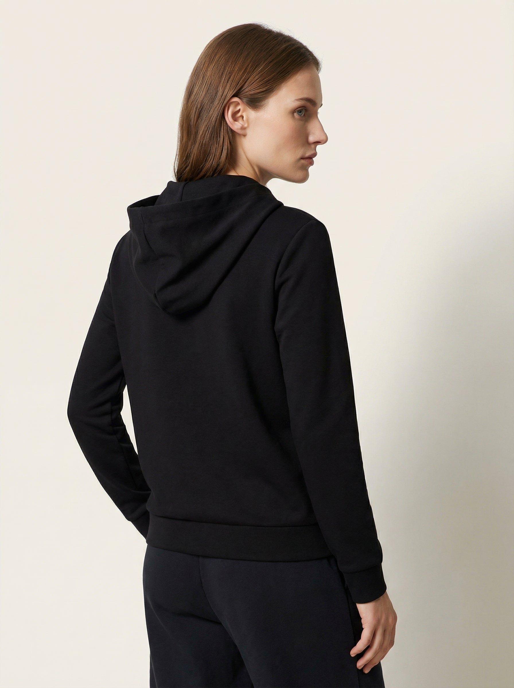 Felpa Donna con Cappuccio e Mezza Zip - Nera, Beige, Grigia