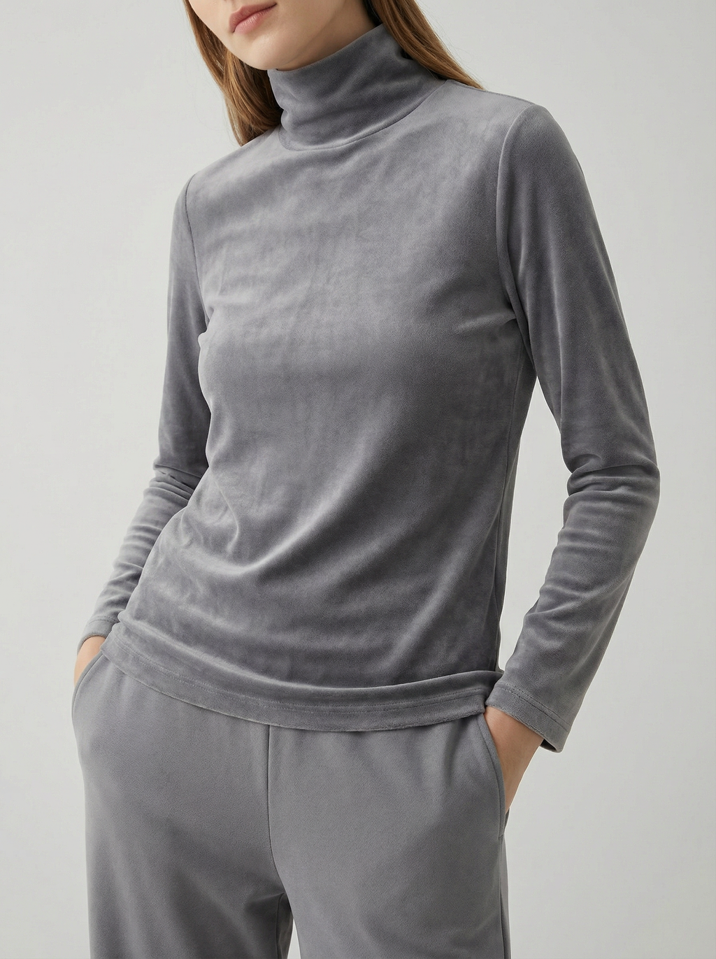 Maglia Dolcevita Termica a Maniche Lunghe in Poliestere Elastico