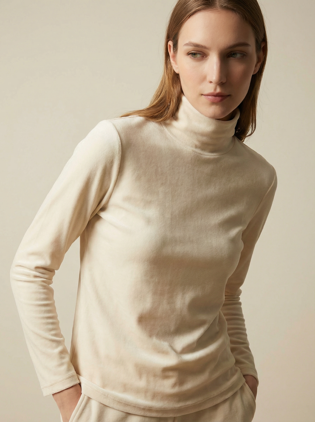 Maglia Dolcevita Termica a Maniche Lunghe in Poliestere Elastico