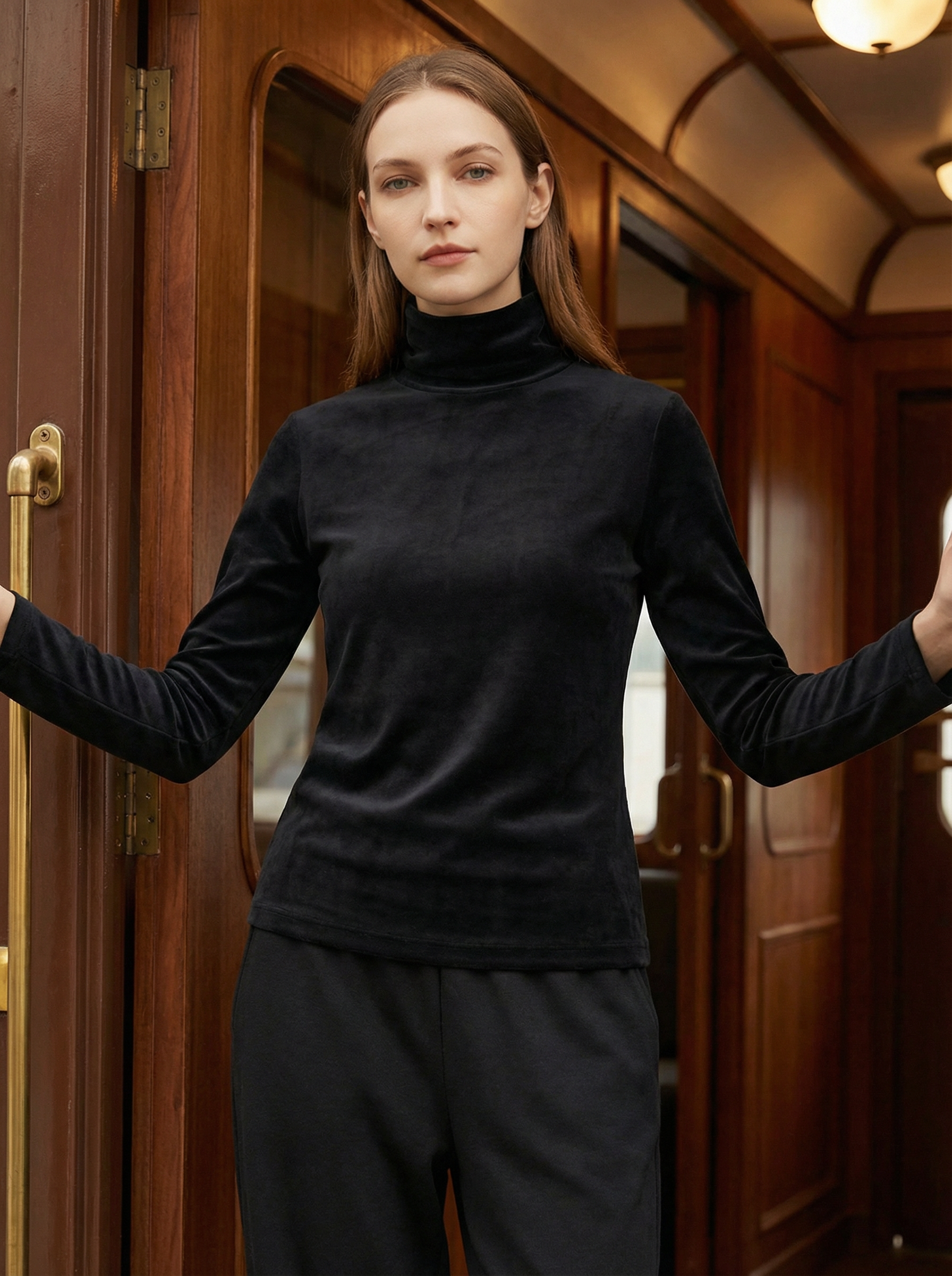 Maglia Dolcevita Termica a Maniche Lunghe in Poliestere Elastico