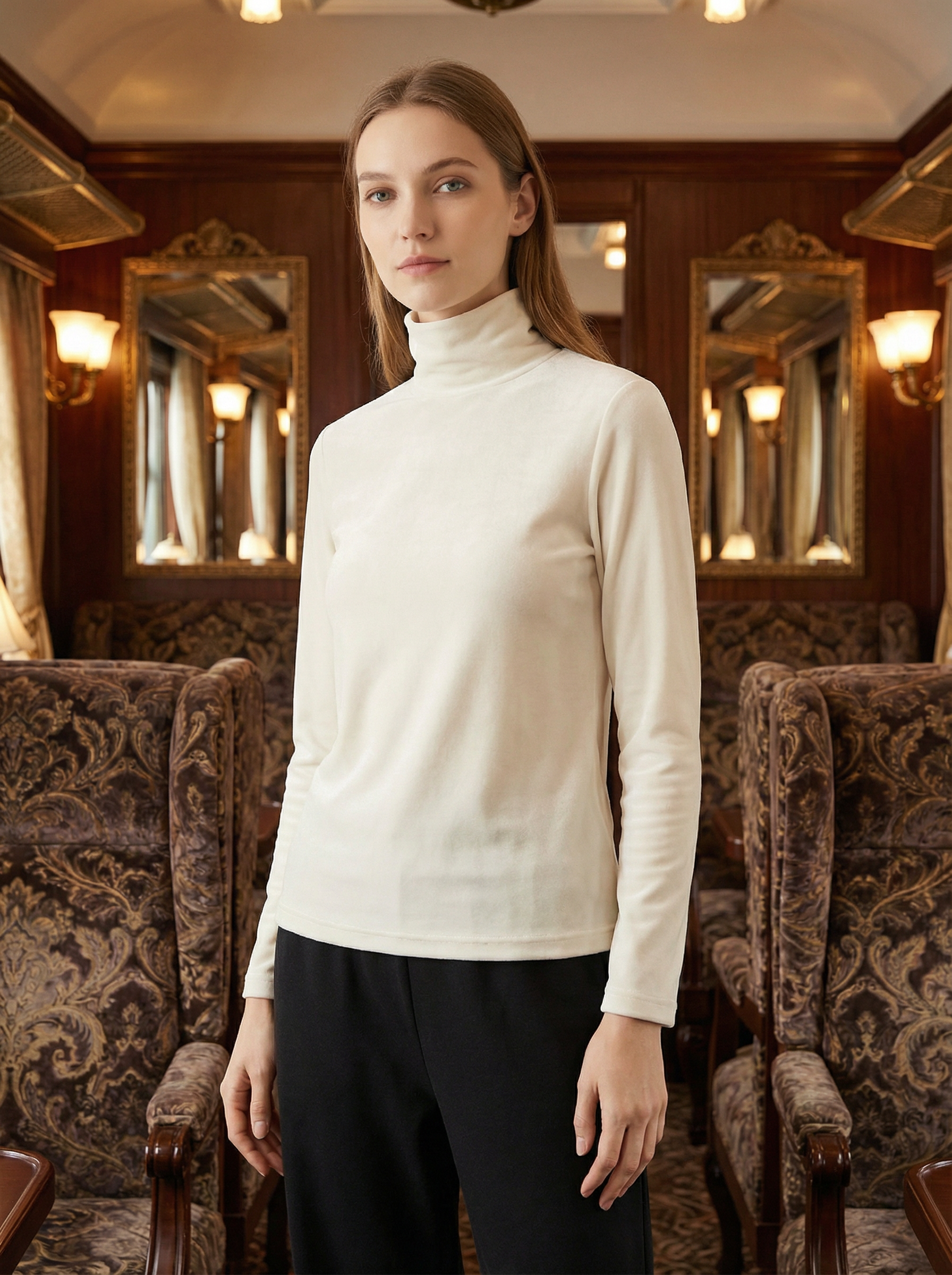 Maglia Dolcevita Termica a Maniche Lunghe in Poliestere Elastico