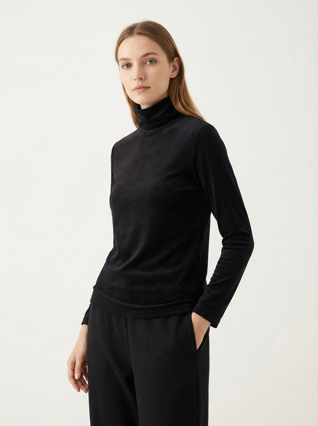 Maglia Dolcevita Termica a Maniche Lunghe in Poliestere Elastico