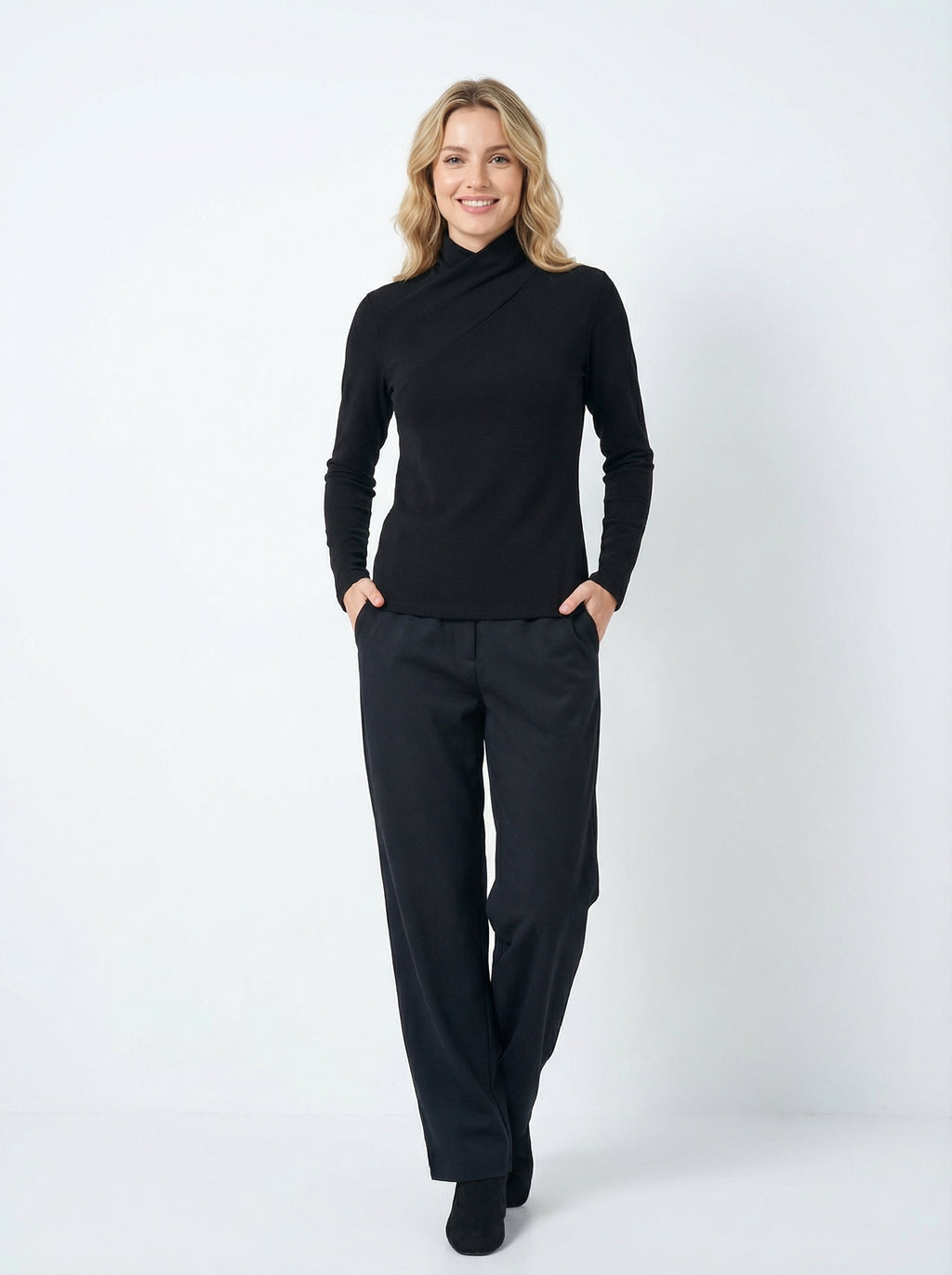 Maglia Dolcevita Termica a Maniche Lunghe in Poliestere Elastico