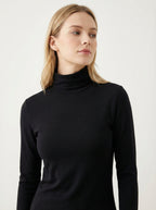 Maglia Dolcevita Termica a Maniche Lunghe in Poliestere Elastico