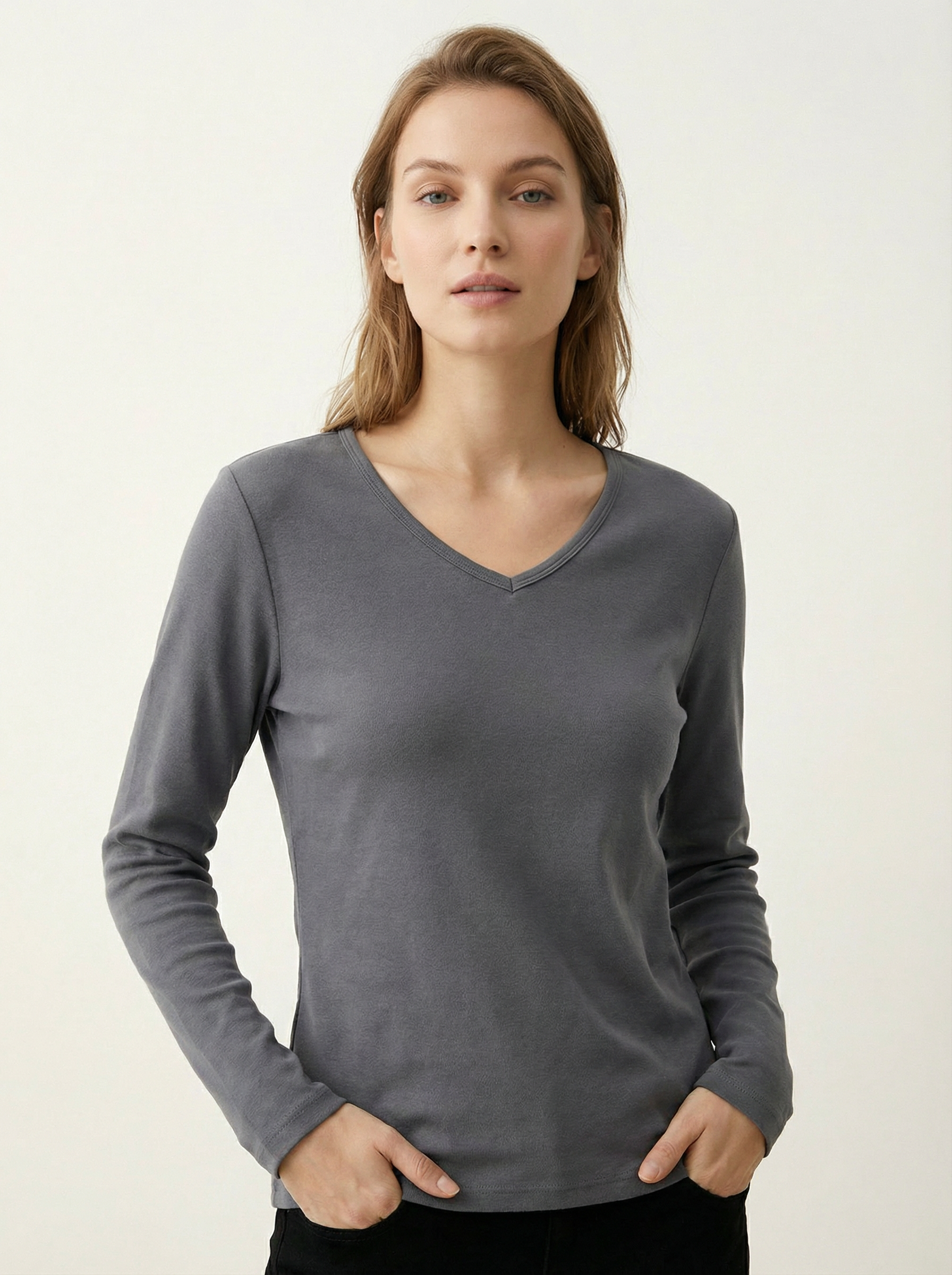 Maglia Intima Termica Donna Scollo a V Maniche Lunghe
