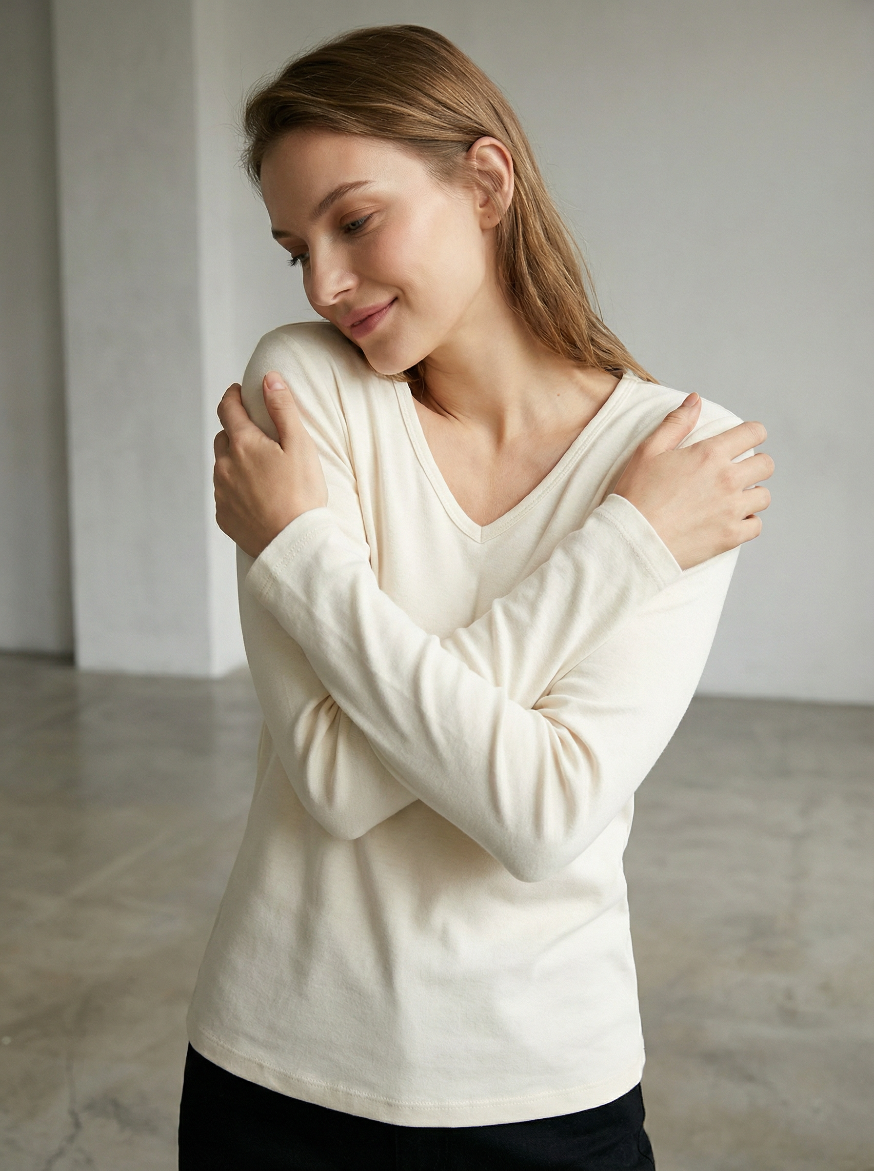 Maglia Intima Termica Donna Scollo a V Maniche Lunghe