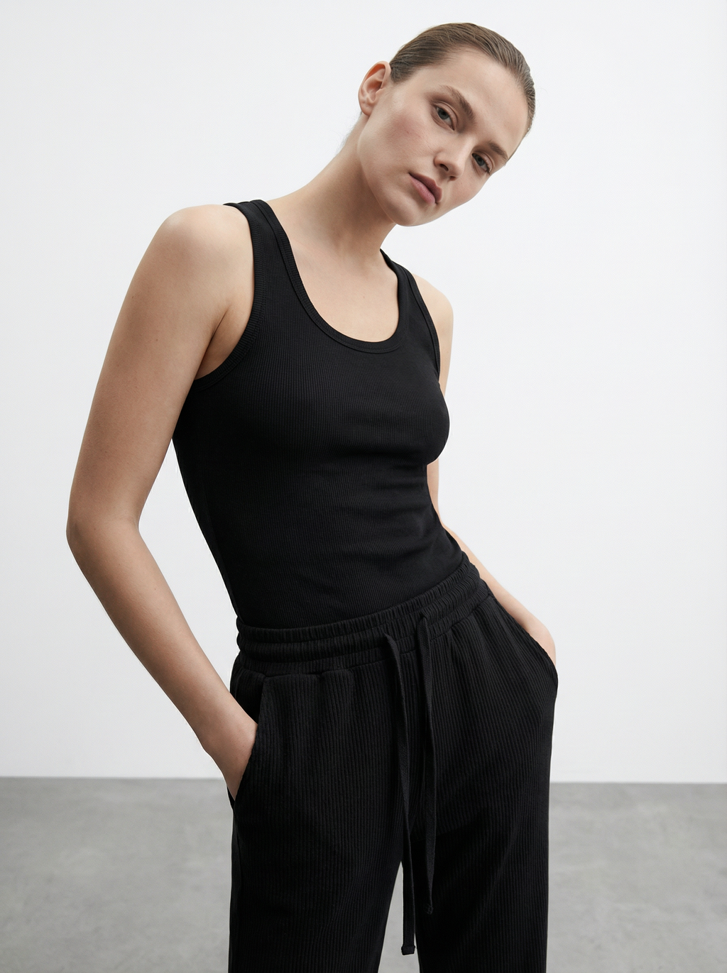 Pantaloni Casual Donna con Coulisse in Velluto a Coste