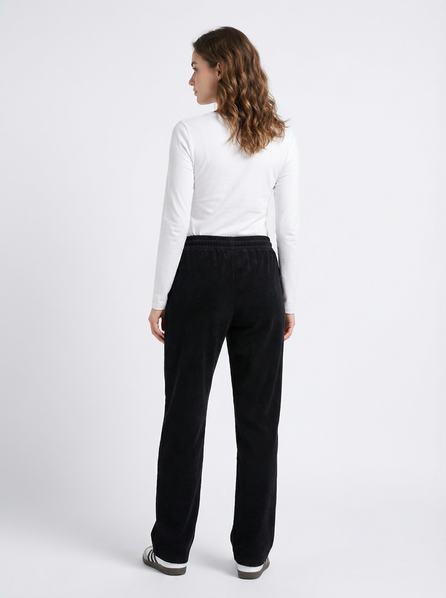 Pantaloni Casual Donna con Coulisse in Velluto a Coste Main Image
