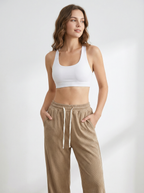 Pantaloni Donna Larghi in Velluto a Coste Morbido con Coulisse