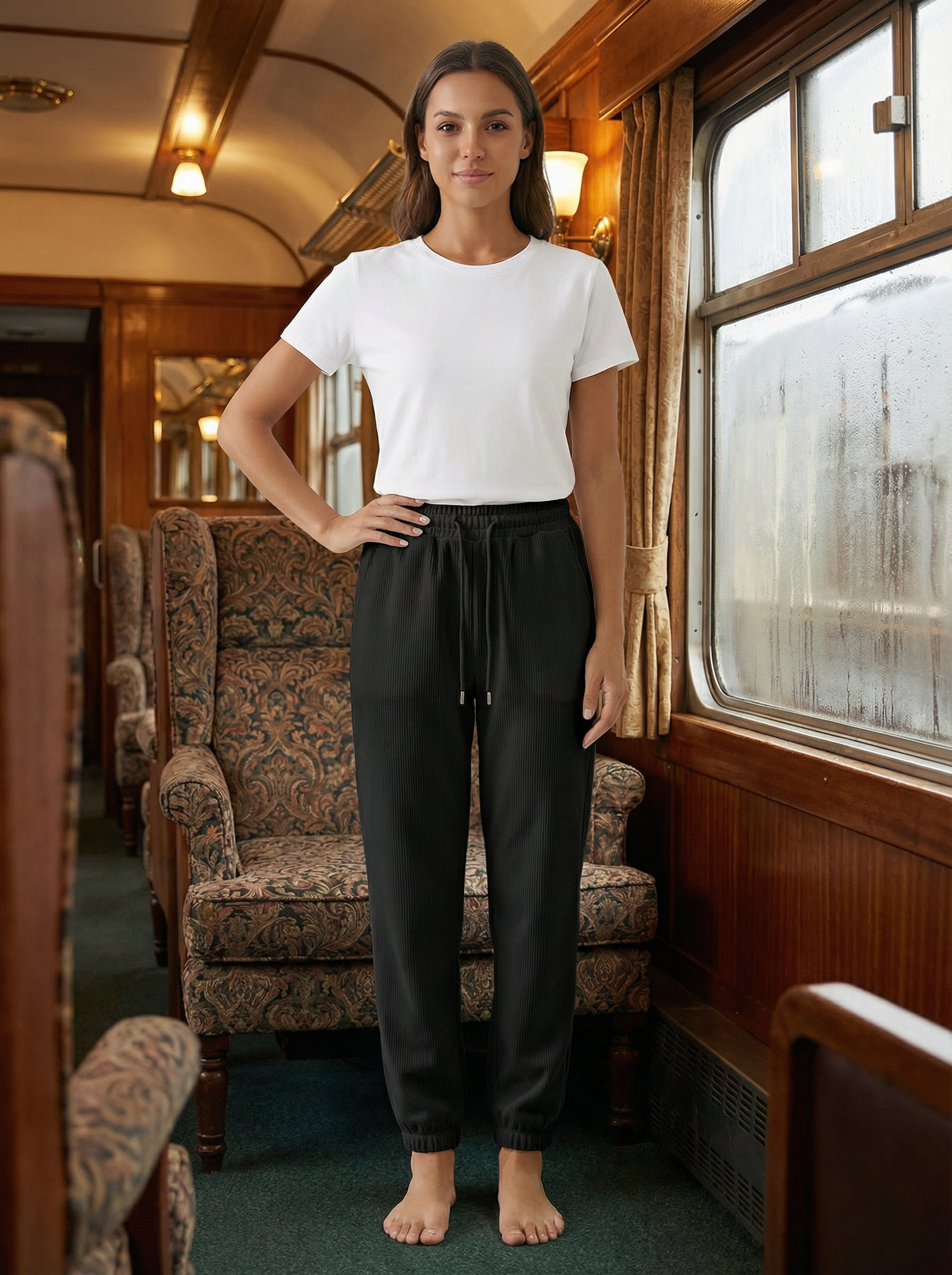 Pantaloni Jogger Donna con Coulisse e Tasche Laterali Morbidi