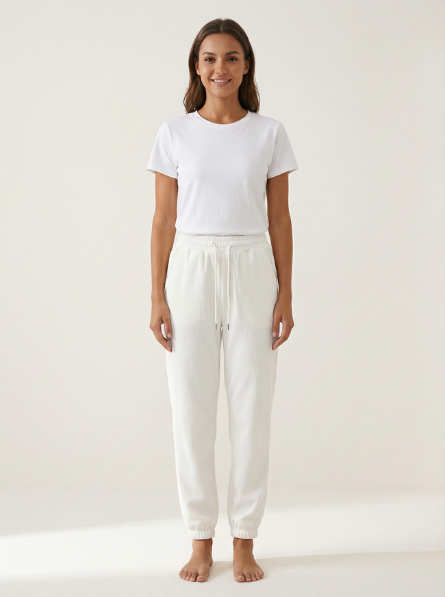 Pantaloni Jogger Donna con Coulisse e Tasche Laterali Morbidi Hover Image