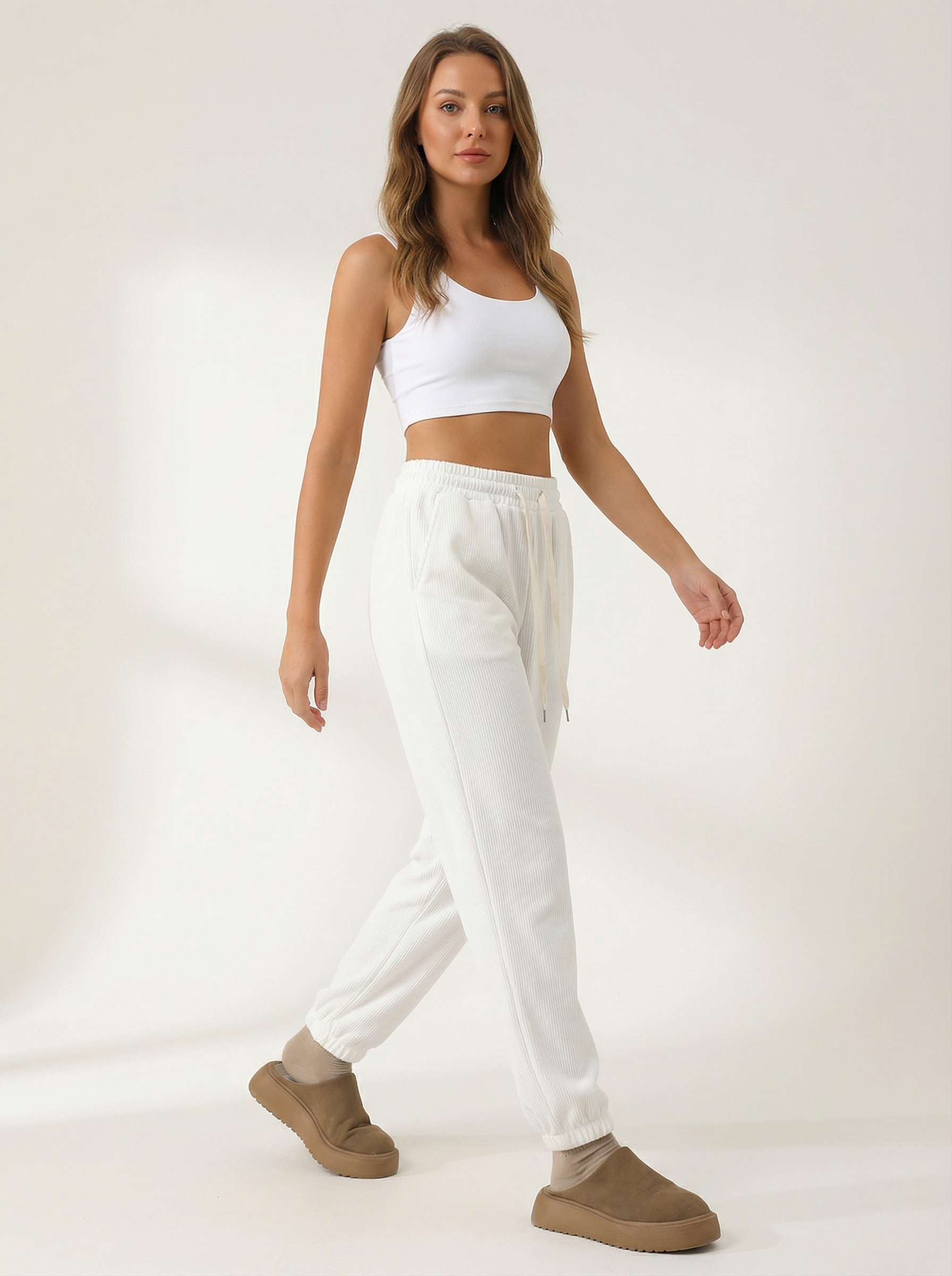 Pantaloni Jogger Donna con Coulisse e Tasche Laterali Morbidi