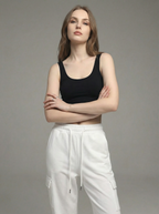 Pantaloni Cargo Donna Loose Fit con Coulisse e Tasche Laterali