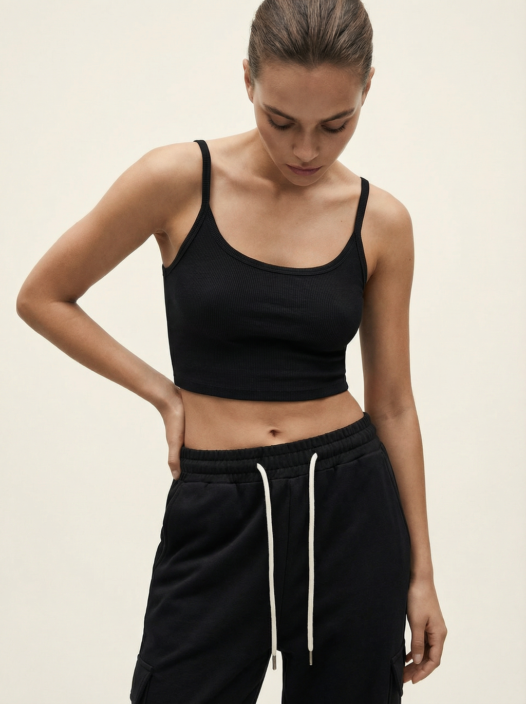 Pantaloni Cargo Donna Loose Fit con Coulisse e Tasche Laterali