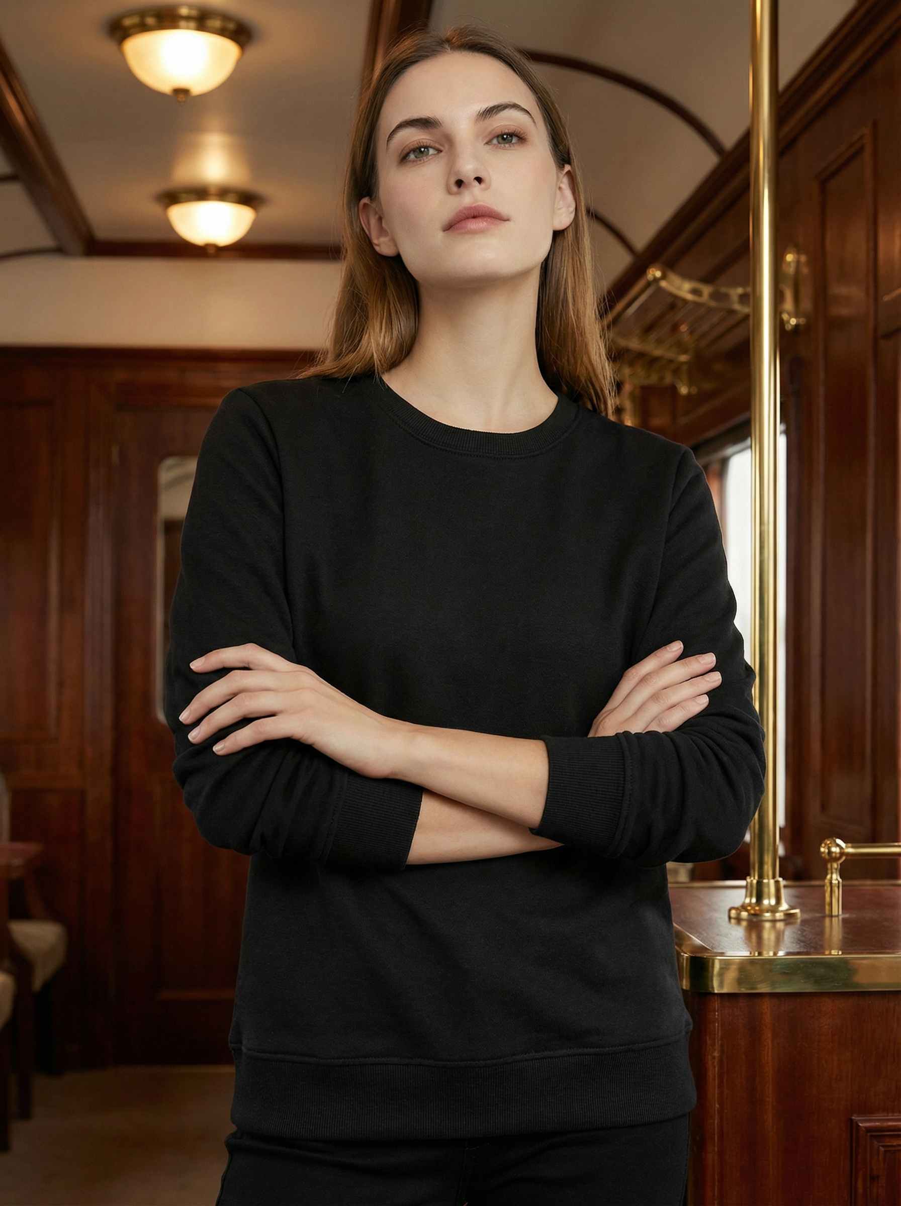 Felpa Girocollo Calda e Morbida in Misto Cotone Felpato