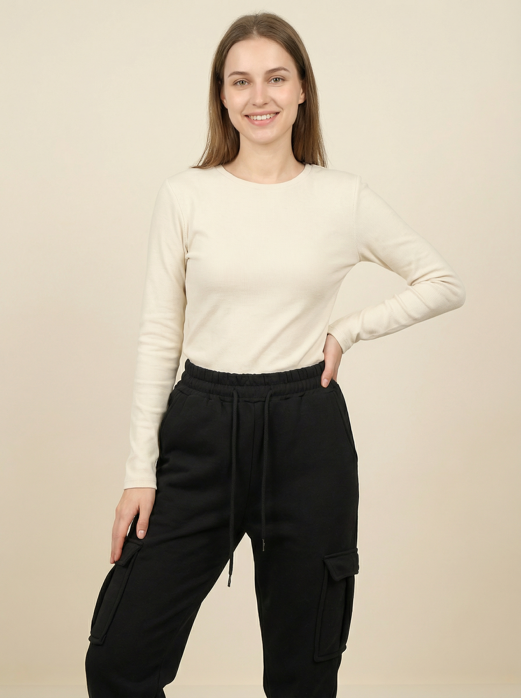 Pantaloni Cargo Felpati Jogger da Donna