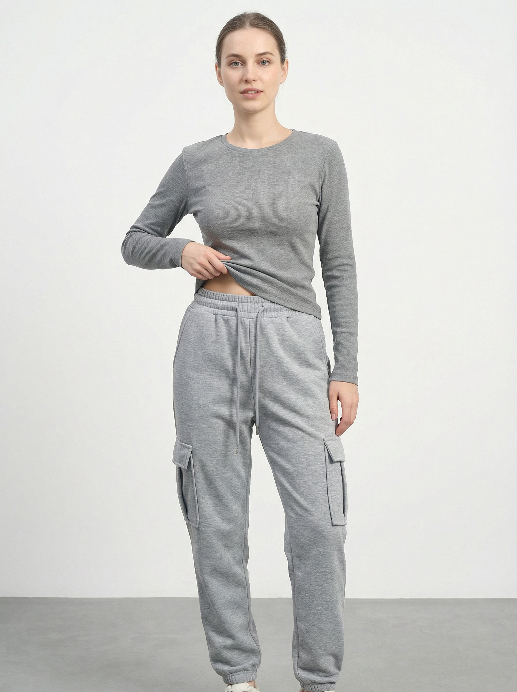Pantaloni Cargo Felpati Jogger da Donna